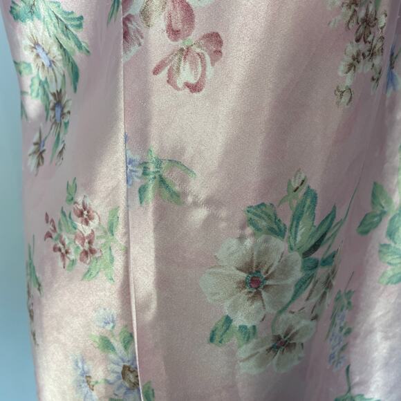 Mini Slip Dress Size Medium Pink Pastel Floral Silky Lingerie Coquette Feminine - Picture 9 of 15